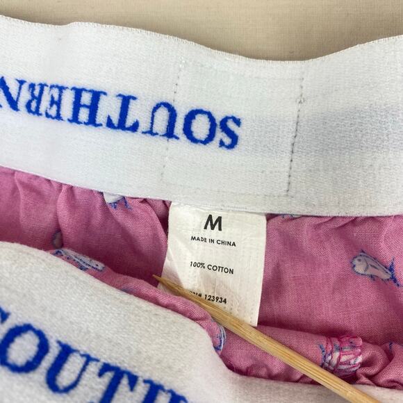 Southern Tide Preppy Drawstring Sleep Lounge Shorts Fish Pink Blue Size Medium - Picture 5 of 8